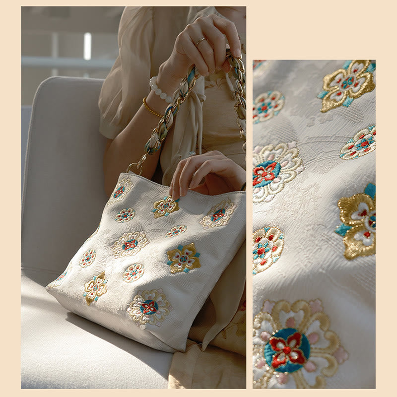 Buddha Stonesサテン蘇刺繍 ジャーニー ショッピング ショルダーバッグ ハンドバッグ クロスボディバッグ