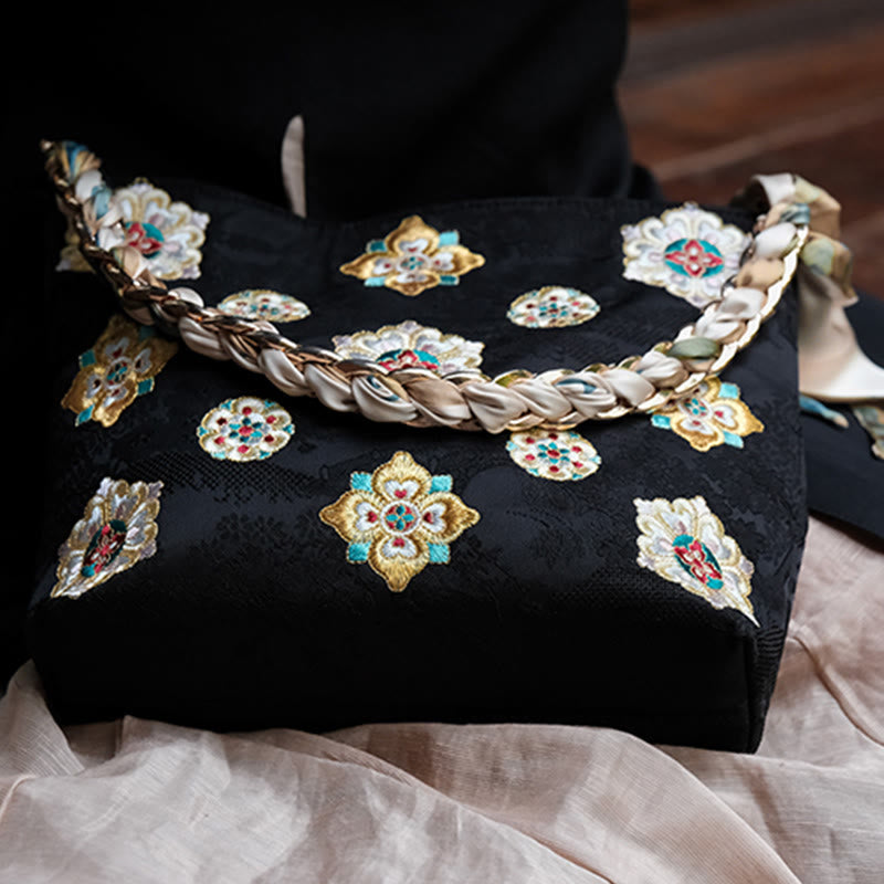 Buddha Stonesサテン蘇刺繍 ジャーニー ショッピング ショルダーバッグ ハンドバッグ クロスボディバッグ