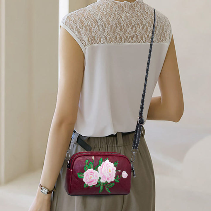 Buddha Stones、牡丹、ザクロの花、蘇刺繍の旅、ショッピングバッグ、ショルダーバッグ、クロスボディバッグ