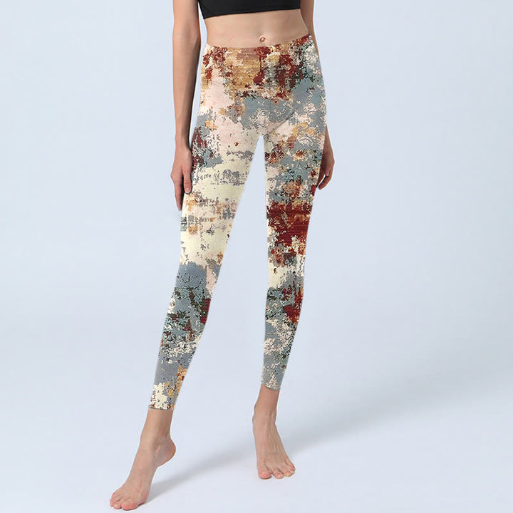 Buddha Stonesベージュ レッド グレー 抽象的デザイン プリント エクササイズ レギンス レディース ヨガパンツ - image 6