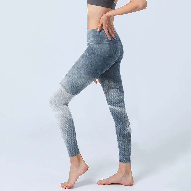 Buddha Stonesライトスレートグレー ホワイトキャット エクササイズレギンス レディース ヨガパンツ - image 3