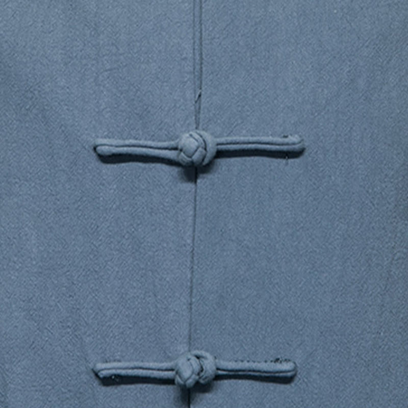 Buddha Stonesのシンプルなカエルボタンの中国唐装コットンメンズジャケットシャツ（ポケット付き） - image 23