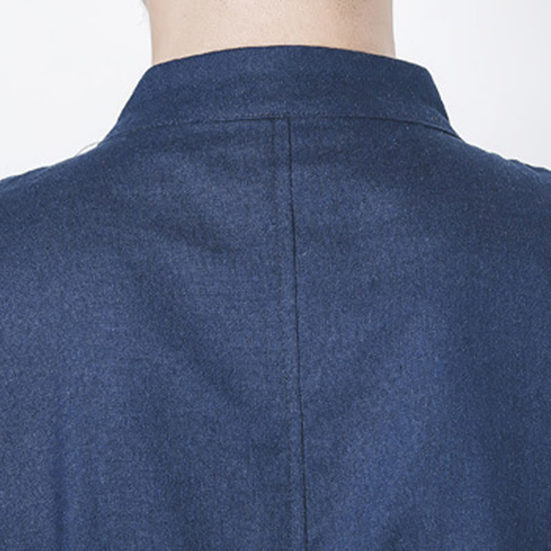 Buddha Stones秋 シンプル カエルボタン リネン メンズ ミドル丈コート 禅服 - image 10