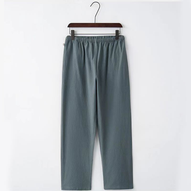 Buddha Stones 2点セット 唐装 伝統 カエルボタン ユニフォーム 長袖 シャツ パンツ メンズ セット - image 9