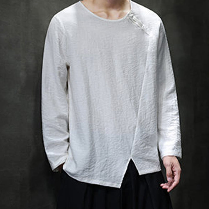 Buddha Stones秋 無地 ラウンドネック 長袖 Tシャツ コットン メンズ 服 - image 14