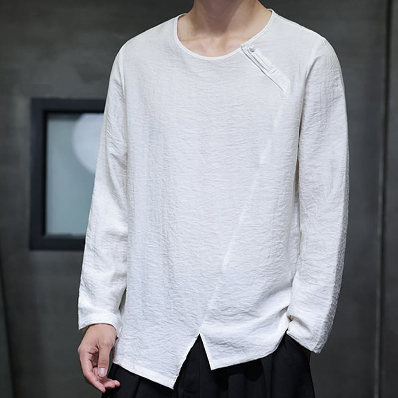 Buddha Stones秋 無地 ラウンドネック 長袖 Tシャツ コットン メンズ 服 - image 12