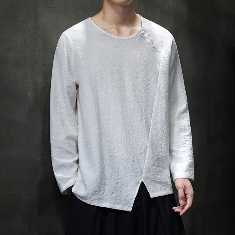 Buddha Stones秋 無地 ラウンドネック 長袖 Tシャツ コットン メンズ 服 - image 20