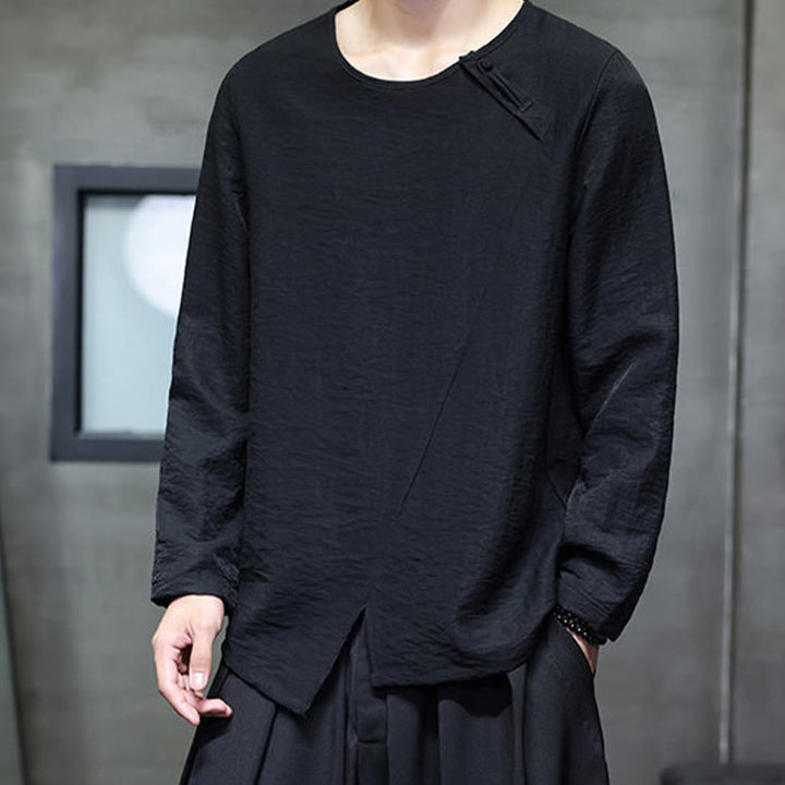 Buddha Stones秋 無地 ラウンドネック 長袖 Tシャツ コットン メンズ 服 - image 25