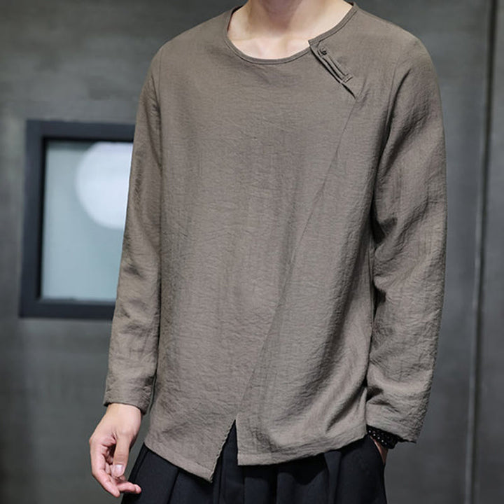 Buddha Stones秋 無地 ラウンドネック 長袖 Tシャツ コットン メンズ 服 - image 33