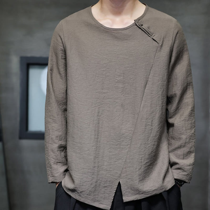 Buddha Stones秋 無地 ラウンドネック 長袖 Tシャツ コットン メンズ 服 - image 34