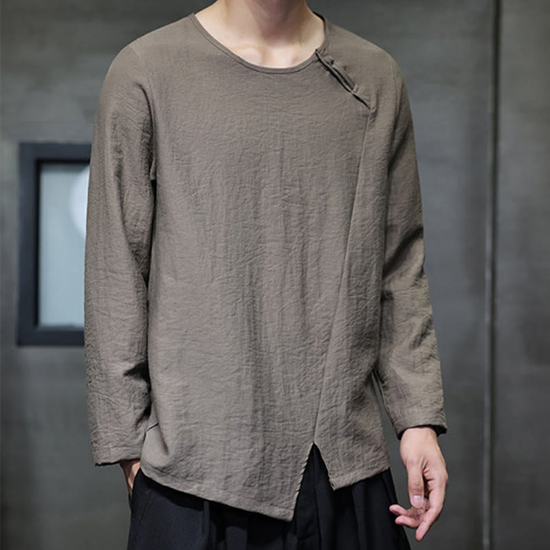 Buddha Stones秋 無地 ラウンドネック 長袖 Tシャツ コットン メンズ 服 - image 36