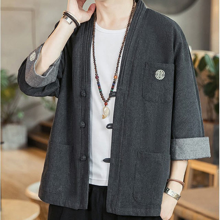 Buddha Stonesメンズ フロッグボタン タンスーツ 七分袖 ジャケット シャツ ポケット付き - image 2