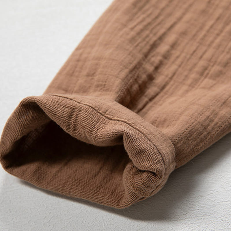 Buddha Stones秋 シンプル Vネック 長袖 Tシャツ コットン メンズ 服 - image 9