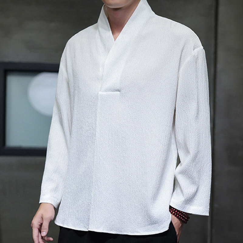 Buddha Stonesシンプル Vネック 長袖 Tシャツ メンズ 服 - image 3