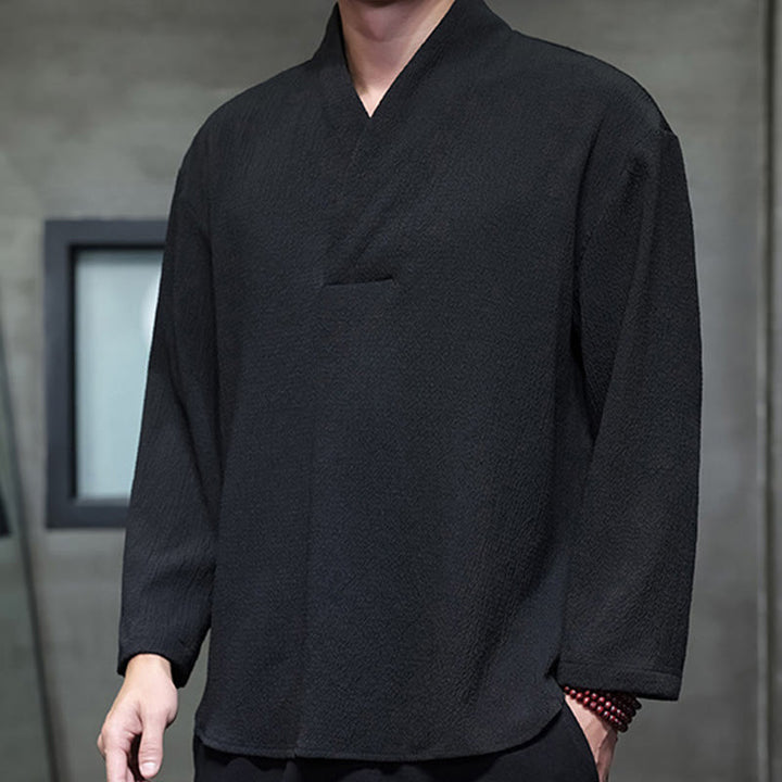 Buddha Stonesシンプル Vネック 長袖 Tシャツ メンズ 服 - image 18