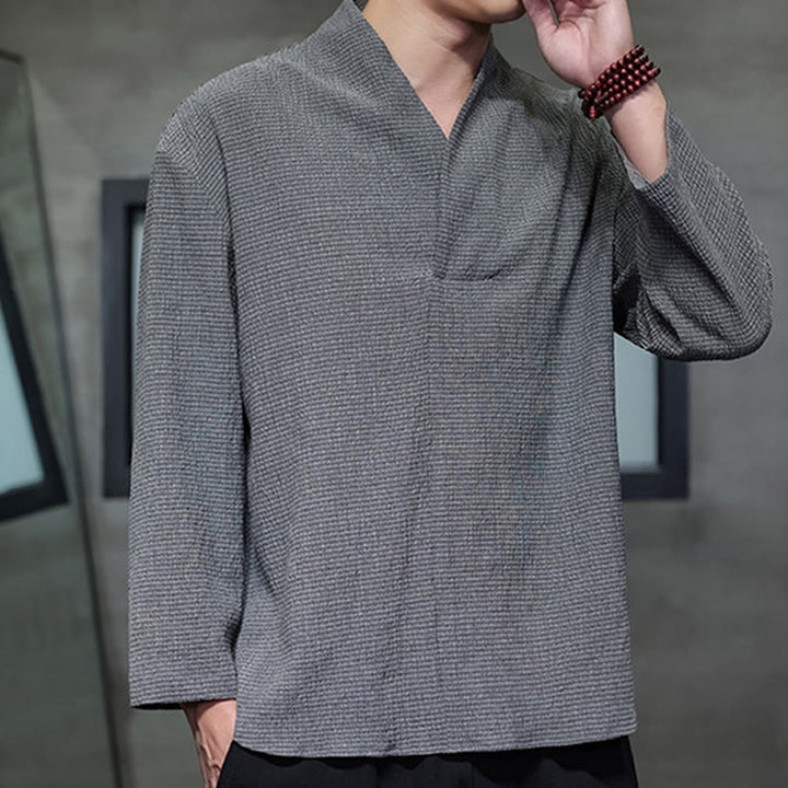 Buddha Stonesシンプル Vネック 長袖 Tシャツ メンズ 服 - image 22