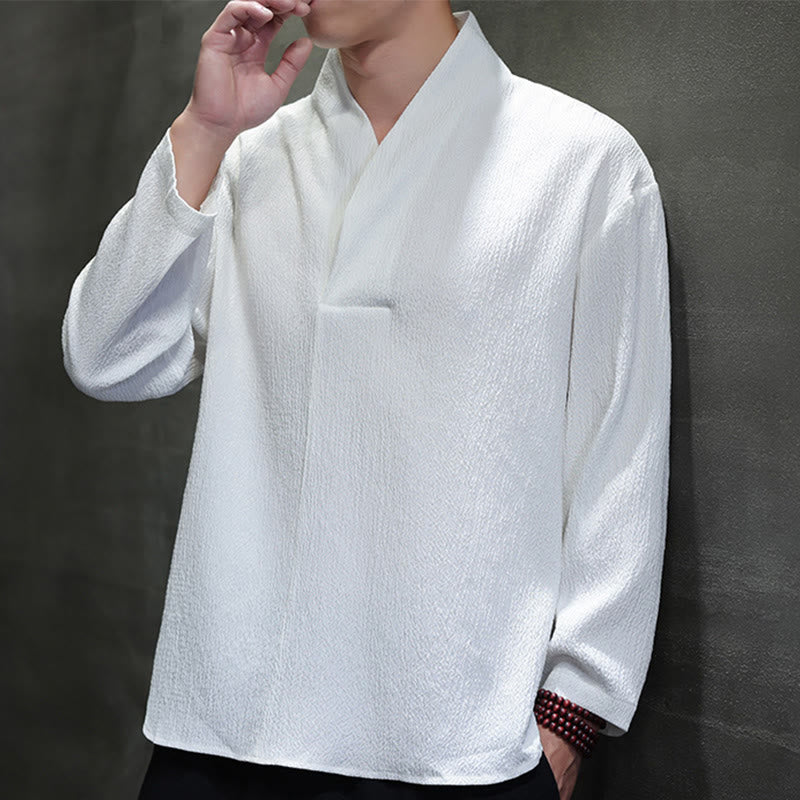 Buddha Stonesシンプル Vネック 長袖 Tシャツ メンズ 服 - image 5