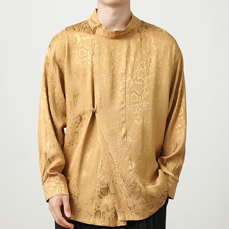 Buddha Stones秋 ジャカード 長袖 フロッグボタンシャツ メンズ 服 - image 2