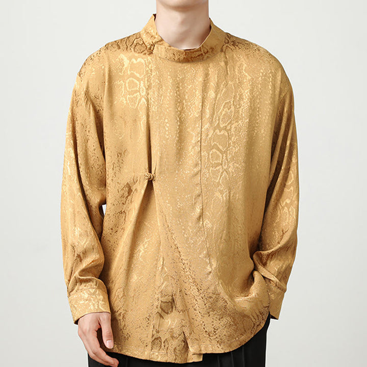 Buddha Stones秋 ジャカード 長袖 フロッグボタンシャツ メンズ 服 - image 2