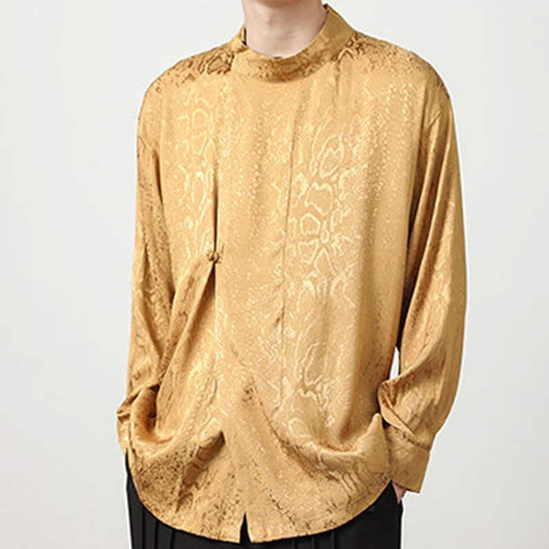 Buddha Stones秋 ジャカード 長袖 フロッグボタンシャツ メンズ 服 - image 9