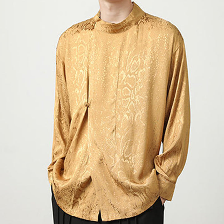Buddha Stones秋 ジャカード 長袖 フロッグボタンシャツ メンズ 服 - image 9