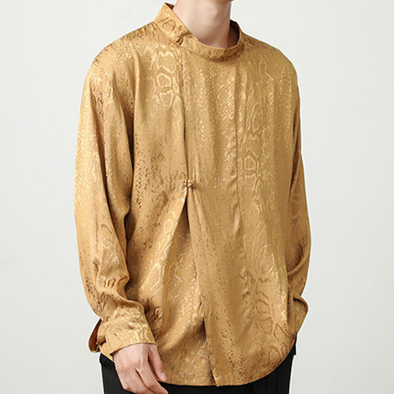 Buddha Stones秋 ジャカード 長袖 フロッグボタンシャツ メンズ 服 - image 8