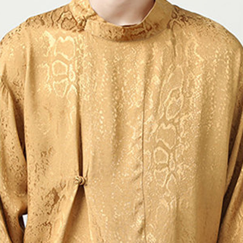 Buddha Stones秋 ジャカード 長袖 フロッグボタンシャツ メンズ 服 - image 10