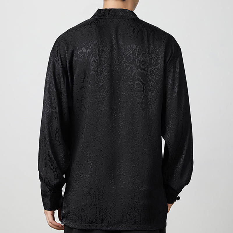Buddha Stones秋 ジャカード 長袖 フロッグボタンシャツ メンズ 服 - image 13