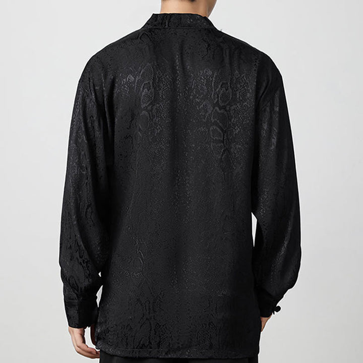 Buddha Stones秋 ジャカード 長袖 フロッグボタンシャツ メンズ 服 - image 13