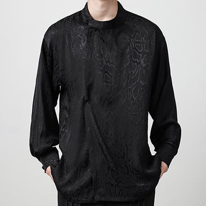 Buddha Stones秋 ジャカード 長袖 フロッグボタンシャツ メンズ 服 - image 16