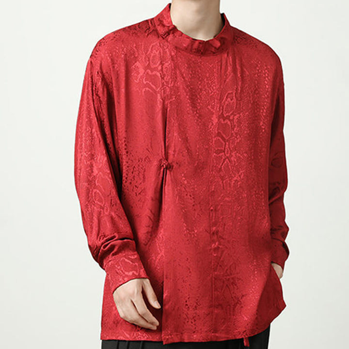 Buddha Stones秋 ジャカード 長袖 フロッグボタンシャツ メンズ 服 - image 23