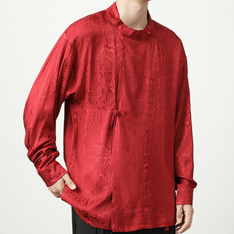 Buddha Stones秋 ジャカード 長袖 フロッグボタンシャツ メンズ 服 - image 22