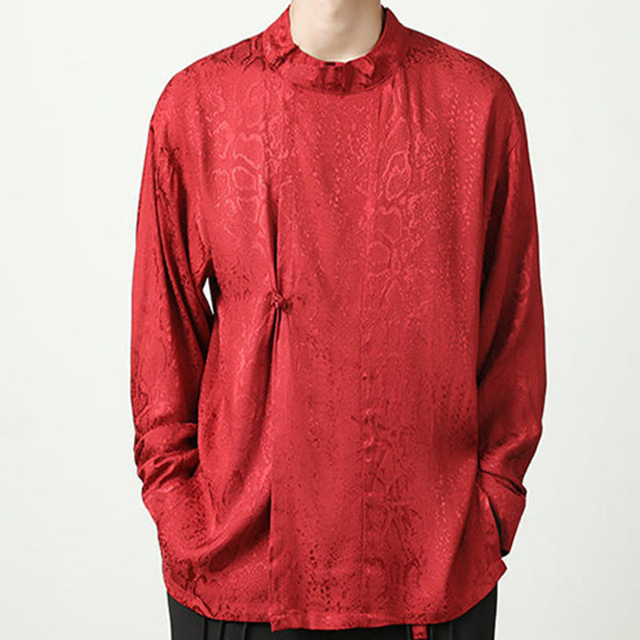 Buddha Stones秋 ジャカード 長袖 フロッグボタンシャツ メンズ 服 - image 21