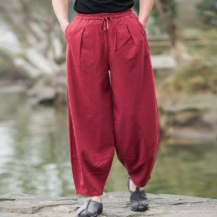 Buddha Stonesカジュアル シンプル ドローストリング メンズ ハーレムパンツ ポケット付き - インディアンレッド - US/UK/AU44、EU54（5XL） - image 11