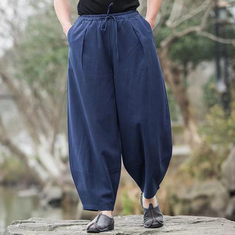 Buddha Stonesカジュアル シンプル ドローストリング メンズ コットン ハーレムパンツ ポケット付き - スティールブルー - US/UK/AU46、 EU56 (5XL) - image 0