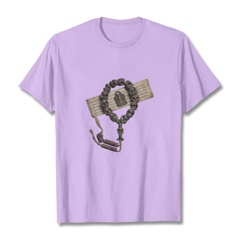 Buddha Stonesチベットの死体の王 森のビーズ柄 Tシャツ - 梅 - 2XL - image 18