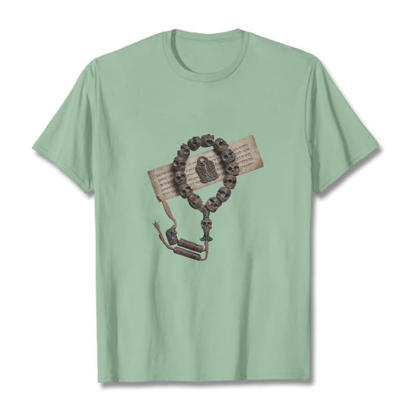 Buddha Stonesチベットの死体の王 森のビーズ柄 Tシャツ - 淡い緑 - 2XL - image 16