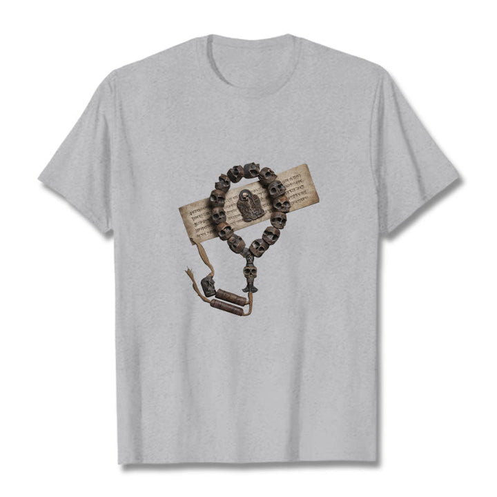 Buddha Stonesチベットの死体の王 森のビーズ柄 Tシャツ - ライトグレー - 2XL - image 22
