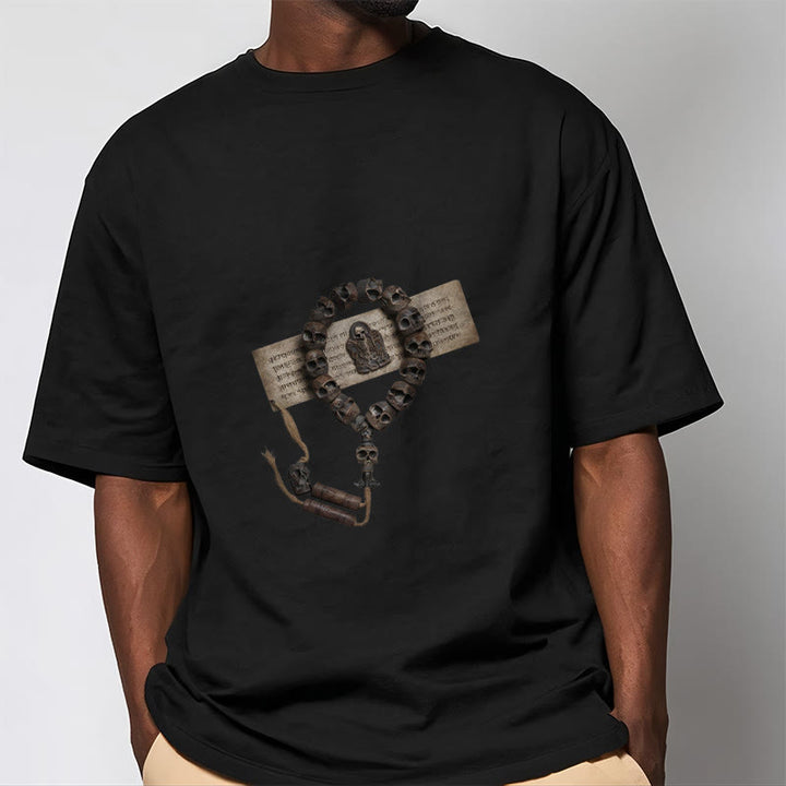 Buddha Stonesチベットの死体の王 森のビーズ柄 Tシャツ - image 10