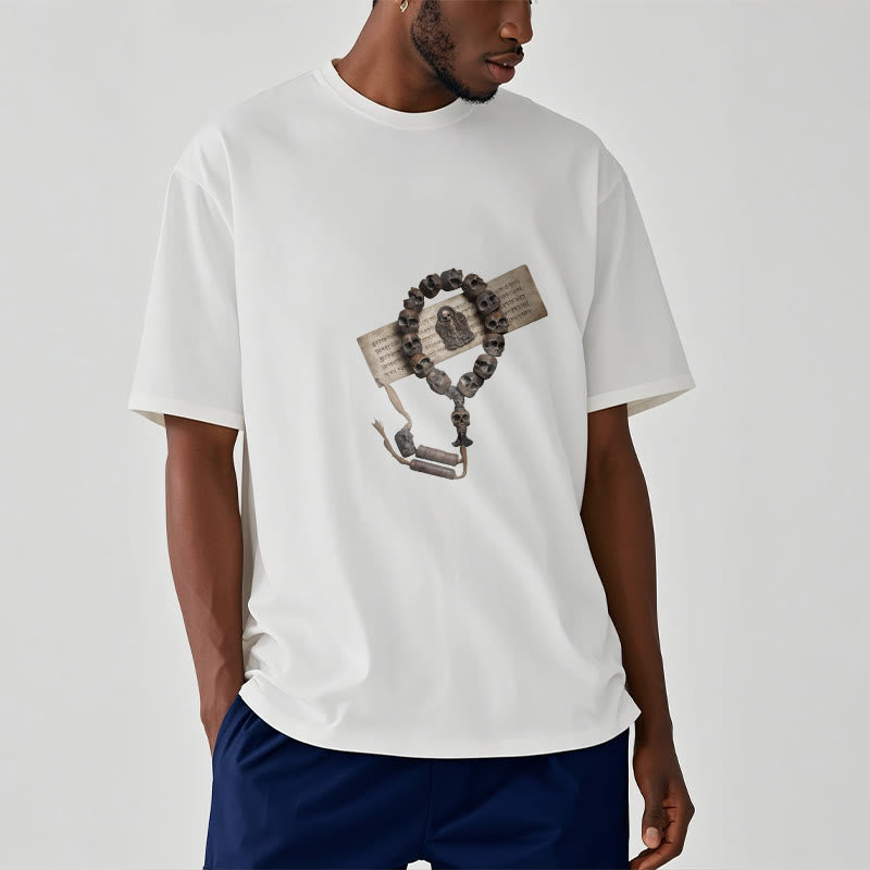 Buddha Stonesチベットの死体の王 森のビーズ柄 Tシャツ - image 3