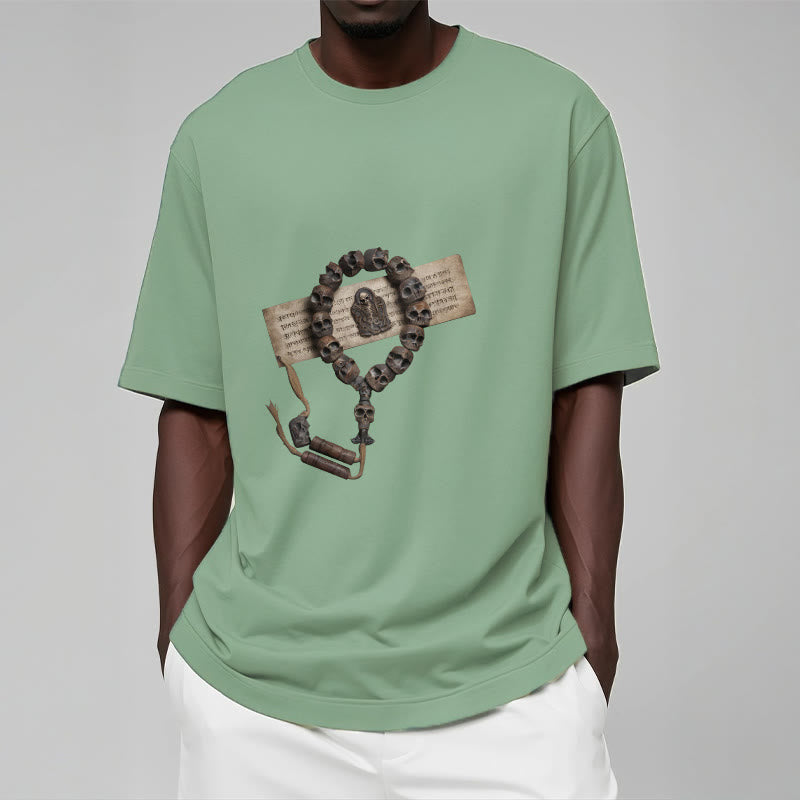 Buddha Stonesチベットの死体の王 森のビーズ柄 Tシャツ - image 17
