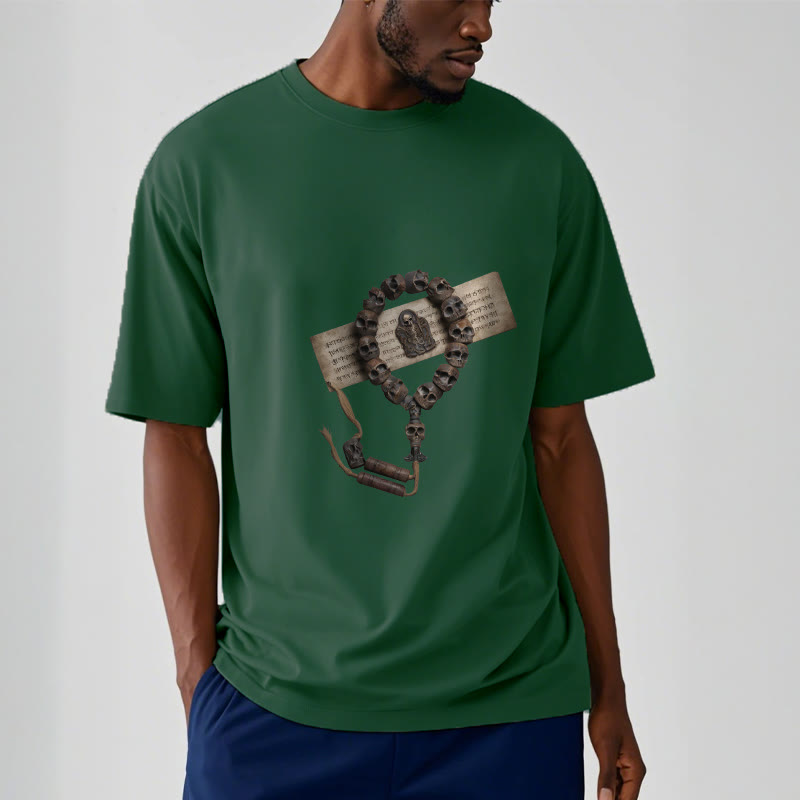 Buddha Stonesチベットの死体の王 森のビーズ柄 Tシャツ - image 8