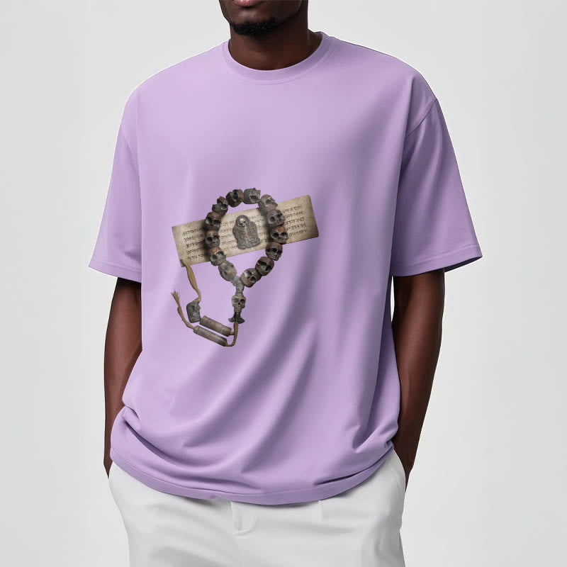 Buddha Stonesチベットの死体の王 森のビーズ柄 Tシャツ - image 19