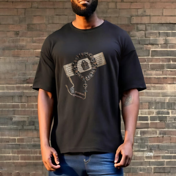 Buddha Stonesチベットの死体の王 森のビーズ柄 Tシャツ - image 11