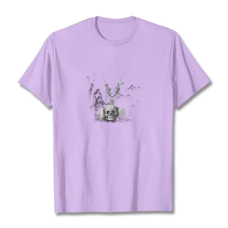 Buddha Stonesチベット 屍の王 森の頭蓋骨 ペンダント 雲 デザイン Tシャツ - 梅 - 2XL - image 18