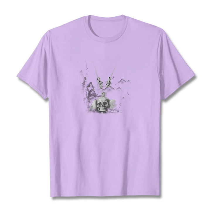 Buddha Stonesチベット 屍の王 森の頭蓋骨 ペンダント 雲 デザイン Tシャツ - 梅 - 2XL - image 18