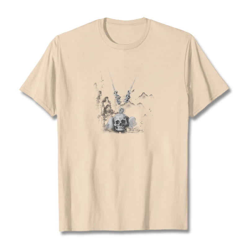 Buddha Stonesチベット 屍の王 森の頭蓋骨 ペンダント 雲 デザイン Tシャツ - ビスク - 2XL - image 20