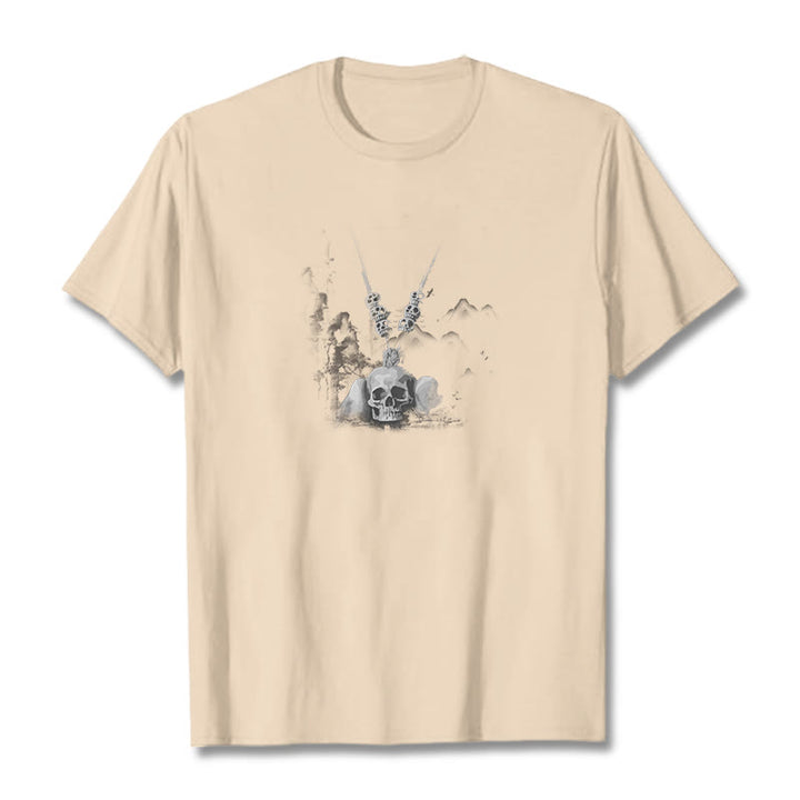 Buddha Stonesチベット 屍の王 森の頭蓋骨 ペンダント 雲 デザイン Tシャツ - ビスク - 2XL - image 20