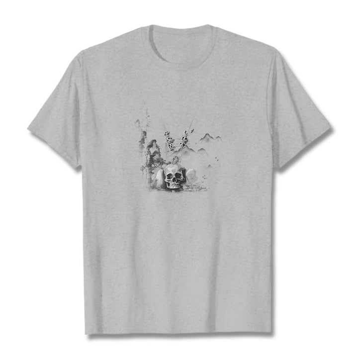 Buddha Stonesチベット 屍の王 森の頭蓋骨 ペンダント 雲 デザイン Tシャツ - ライトグレー - 2XL - image 22