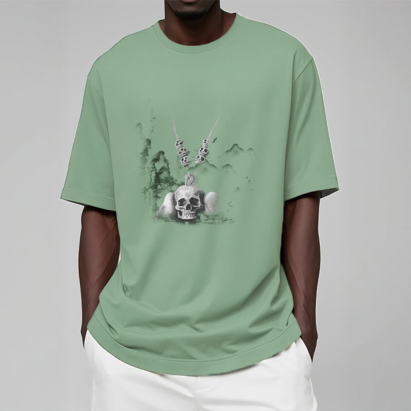 Buddha Stonesチベット 屍の王 森の頭蓋骨 ペンダント 雲 デザイン Tシャツ - image 17